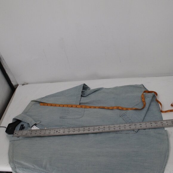 NWT J Crew Shirt Mens XL Indigo Chambray cotton Short Sleeve Classic button down - Picture 11 of 13